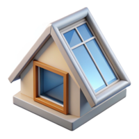 magnificent melancholic traditional Architectural rendering of an attic window NO BACKGROUND with Transparent Background. high resolution png