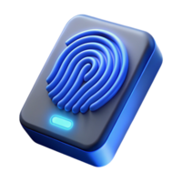alluring calm impressionist Fingerprint scanner illuminated with blue light, NO BACKGROUND with Transparent Background. original png