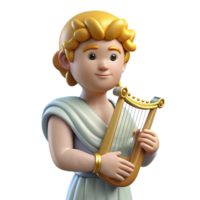 hypnotic creative Apollo, God of Music and Light, playing lyre, NO BACKGROUND with Transparent Background. sharp png