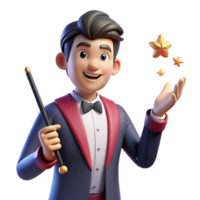 nostalgic glorious Magician, holding magic wand, NO BACKGROUND with Transparent Background. exclusive png
