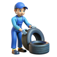 mesmerizing industrial Car mechanic changing tire NO BACKGROUND with Transparent Background. exclusive png