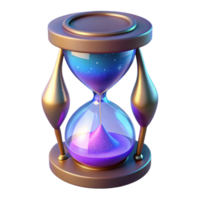 iconic retro A magical hourglass with swirling, glowing sand. NO BACKGROUND with Transparent Background. high resolution png