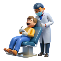 intense sumptuous Dentist examining patient NO BACKGROUND with Transparent Background. detailed png