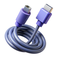 dramatic joyful surreal USB-C charging cable coiled neatly, NO BACKGROUND with Transparent Background. ultra HD png