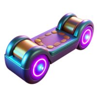 striking bold contemporary Futuristic hoverboard with glowing lights NO BACKGROUND with Transparent Background. masterfully captured png
