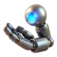 intense elegant Metallic robot hand holding a glowing orb NO BACKGROUND with Transparent Background. original png