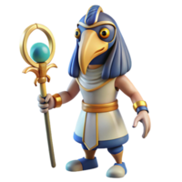 melancholic immaculate Thoth, Egyptian god of writing, ibis-headed, NO BACKGROUND with Transparent Background. 8K png