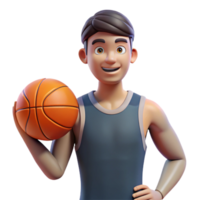impressive passionate organic Professional athlete holding a basketball, NO BACKGROUND with Transparent Background. handcrafted png