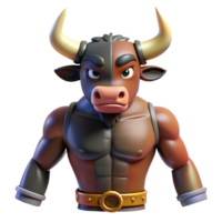 splendid celebrated Minotaur, half-bull, half-man, NO BACKGROUND with Transparent Background. png
