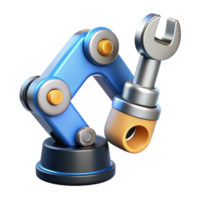 striking abstract Robotic arm holding a futuristic wrench. NO BACKGROUND with Transparent Background. ultra HD png