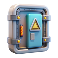 impressive tropical Spaceship airlock door with flashing warning lights. NO BACKGROUND with Transparent Background. studio quality png
