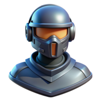 passionate striking Sci-fi soldier helmet with integrated visor NO BACKGROUND with Transparent Background. 4K png