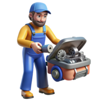 mysterious enchanting Auto mechanic repairing car engine NO BACKGROUND with Transparent Background. ultra HD png