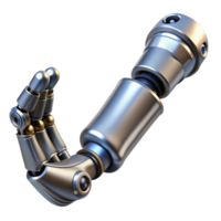 striking calm coastal Cybernetic arm implant, metallic plating, hydraulics, articulated joints. NO BACKGROUND with Transparent Background. original png