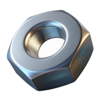 immaculate melancholic futuristic A single nut, metallic with a hexagonal shape. NO BACKGROUND with Transparent Background. exclusive png