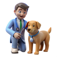 magnificent dramatic coastal Veterinarian examining dog NO BACKGROUND with Transparent Background. luxury png