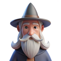 glorious acclaimed A wise old wizard, with a long white beard and pointed hat. NO BACKGROUND with Transparent Background. png