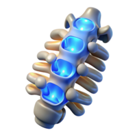 playful pristine Cybernetic spine with glowing vertebrae. NO BACKGROUND with Transparent Background. precision png
