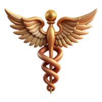 iconic rustic Hermes' Caduceus, winged staff with intertwined serpents, NO BACKGROUND with Transparent Background. impeccable png
