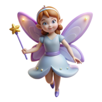 unforgettable urban A single Fairy, delicate and winged, holding a magic wand, NO BACKGROUND with Transparent Background. 4K png