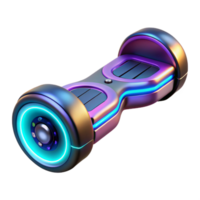 ethereal spectacular Futuristic hoverboard with glowing lights NO BACKGROUND with Transparent Background. perfect clarity png
