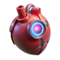 fascinating rustic Cybernetic heart implant, artificial organ, glowing core. NO BACKGROUND with Transparent Background. ultra HD png