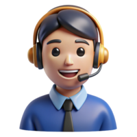 energetic spectacular Smiling customer service representative with headset, NO BACKGROUND with Transparent Background. professional png