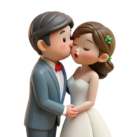 spectacular avant-garde Bride and groom kissing NO BACKGROUND with Transparent Background. detailed png