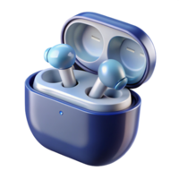 impressive retro Pair of wireless earbuds in charging case NO BACKGROUND with Transparent Background. elite png