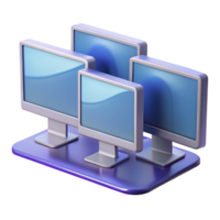 radiant whimsical organic Desktop computer with multiple monitors, NO BACKGROUND with Transparent Background. flawless png