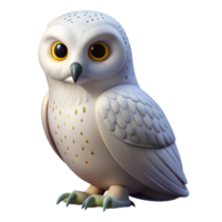 immaculate futuristic A perched snowy owl. NO BACKGROUND with Transparent Background. masterfully captured png