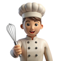 gorgeous calm coastal Professional chef with whisk NO BACKGROUND with Transparent Background. sharp png