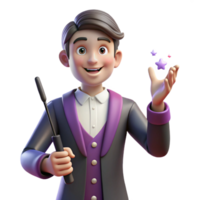 striking coveted Magician, holding magic wand, NO BACKGROUND with Transparent Background. png