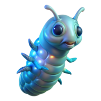 melancholic breathtaking Alien larva, bioluminescent, segmented body, pulsating. NO BACKGROUND with Transparent Background. masterfully captured png