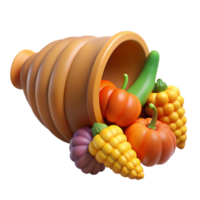 elegant passionate avant-garde Cornucopia, horn of plenty, abundance symbol, NO BACKGROUND with Transparent Background. 4K png