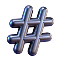 enérgico magnífico uma solteiro, estilizado hashtag símbolo com metálico textura. não fundo com transparente fundo. refinado png