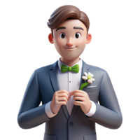 playful dazzling Groom fixing boutonniere NO BACKGROUND with Transparent Background. impeccable png