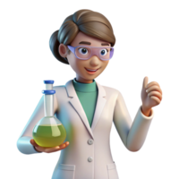 mysterious serene Female scientist conducting experiment NO BACKGROUND with Transparent Background. studio quality png
