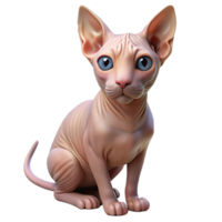 immaculate dramatic modern A Sphynx cat, hairless and wrinkled. NO BACKGROUND with Transparent Background. refined png