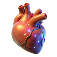 coveted mid-century Realistic human heart, anatomical, glowing with magic, NO BACKGROUND with Transparent Background. exclusive png