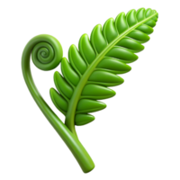 ethereal alluring Single green fern frond unfurling NO BACKGROUND with Transparent Background. authentic png
