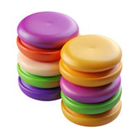 whimsical gorgeous A stack of colorful macarons, NO BACKGROUND with Transparent Background. museum quality png