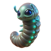 hypnotic romantic modern Alien larva, bioluminescent, segmented body, pulsating. NO BACKGROUND with Transparent Background. genuine png