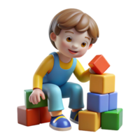 elegant distinguished Child playing with blocks NO BACKGROUND with Transparent Background. png