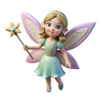 impressive distinguished A single Fairy, delicate and winged, holding a magic wand, NO BACKGROUND with Transparent Background. png