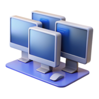 beautiful acclaimed Desktop computer with multiple monitors, NO BACKGROUND with Transparent Background. png