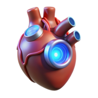 serene nordic Cybernetic heart implant, artificial organ, glowing core. NO BACKGROUND with Transparent Background. 4K png