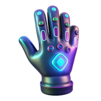 sumptuous vintage Holographic interface glove with glowing symbols NO BACKGROUND with Transparent Background. original png