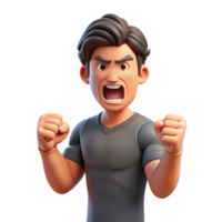 radiant tranquil traditional Angry young man, clenched fists, NO BACKGROUND with Transparent Background. luxury png