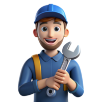 timeless victorian Mechanic holding wrench NO BACKGROUND with Transparent Background. 8K png